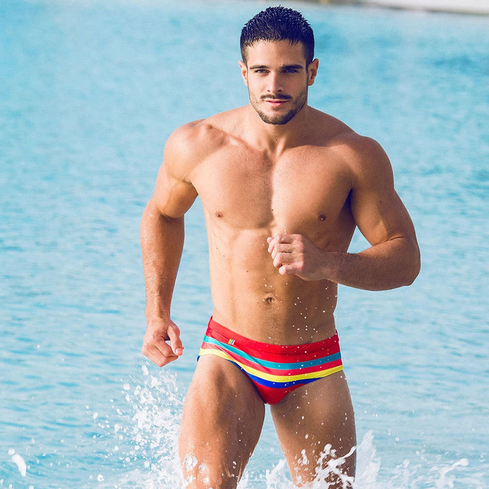 Addicted Multi Colored Men's Swim Brief - Candy Red – Fab Aussie