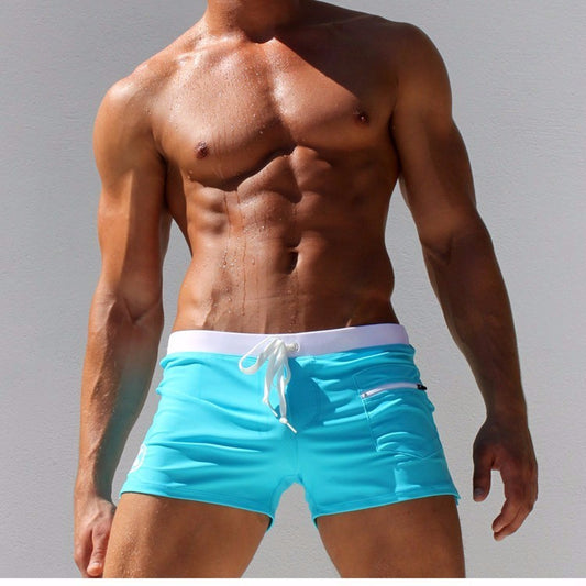 Side pocket with String Swimming Shorts - Aqua Blue