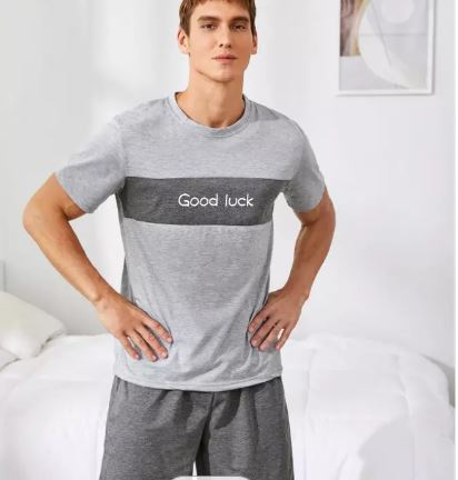 Fab Aussie Men's 'Good Luck' Night Suit - Grey