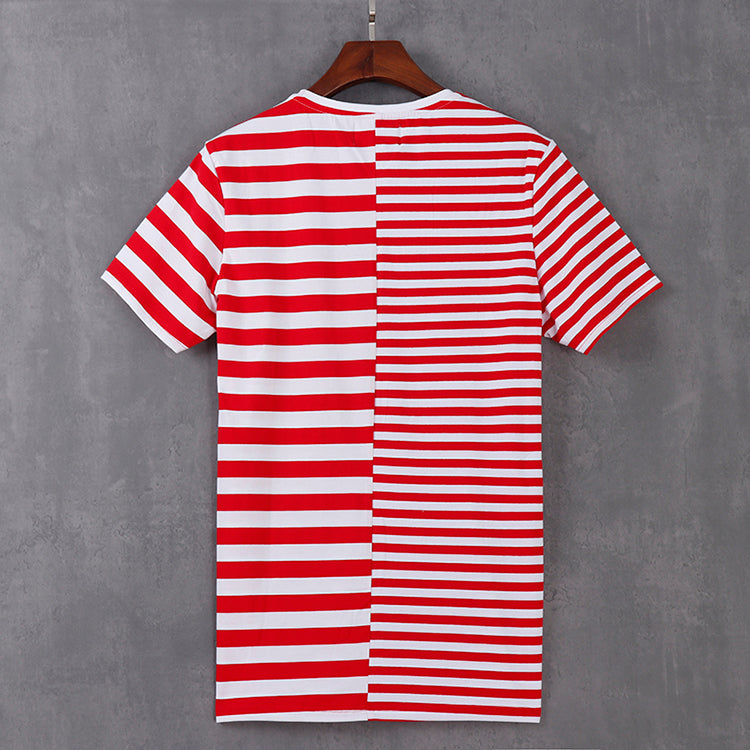 Stripe Organic Cotton Men's Tshirt - White Red