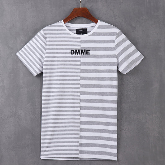 Stripe Organic Cotton Men's Tshirt - White Grey