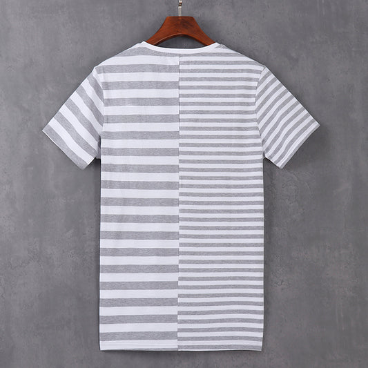 Stripe Organic Cotton Men's Tshirt - White Grey
