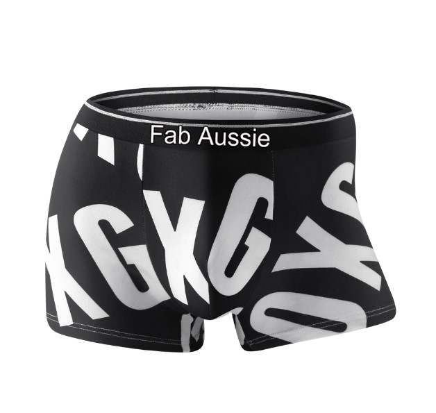 Fab Aussie Icy Silk Convex Men's Boxer Brief - Stone Black White