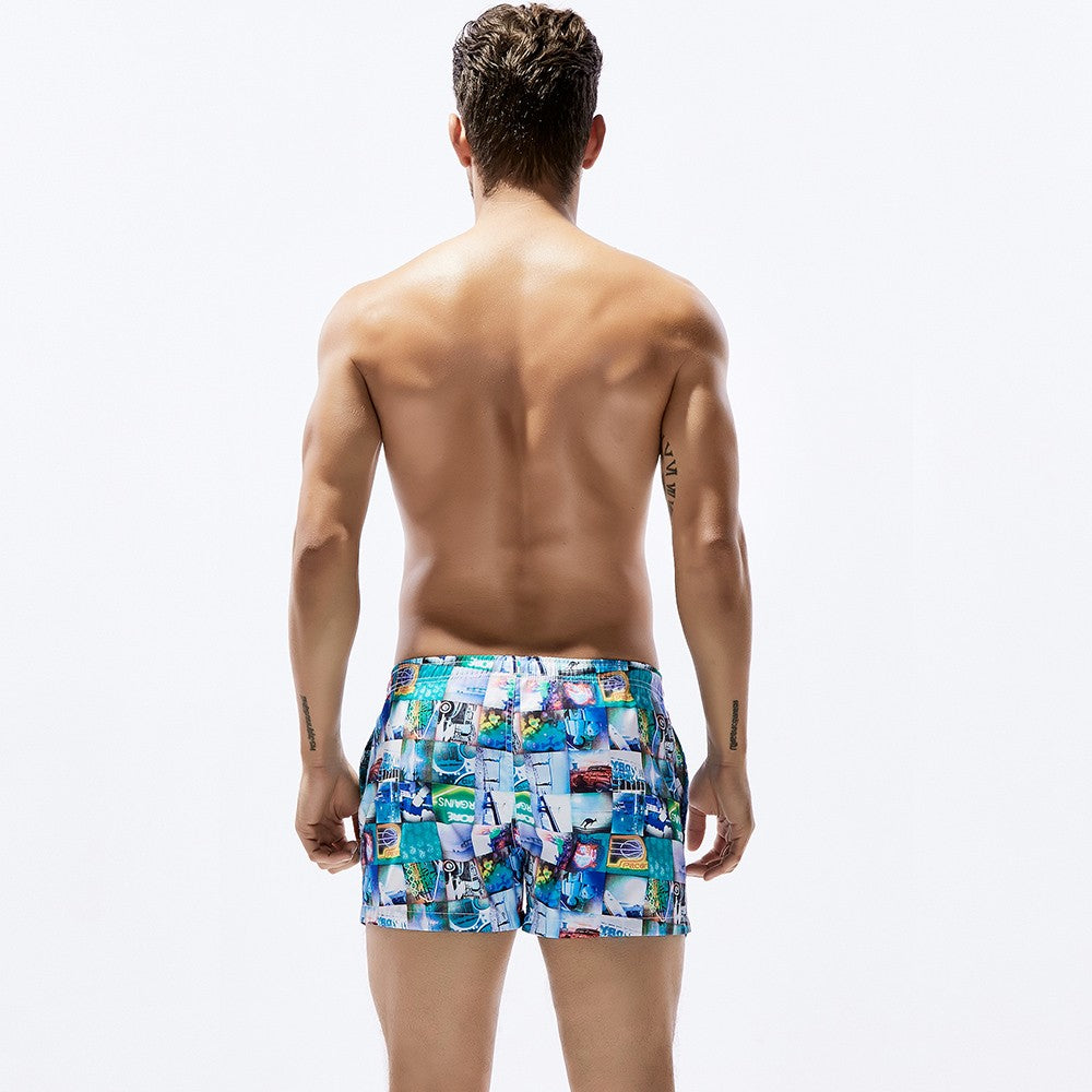 Checked Pattern Men's Swim Shorts - Blue - 70% Off