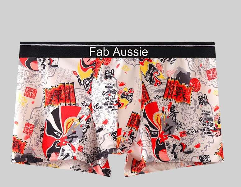 Fab Aussie  Icy Silk Convex Men's Boxer Brief - White Red