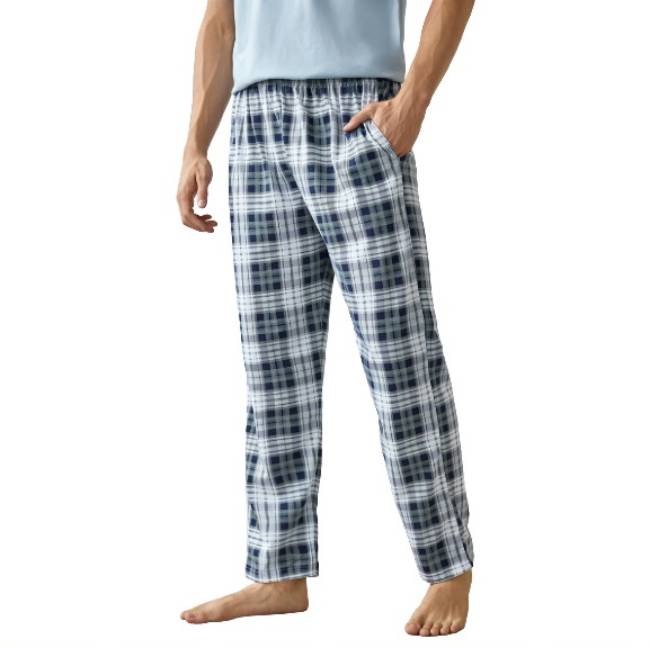 Fab Aussie Cotton Men's Night Pyjama - Blue & White Check