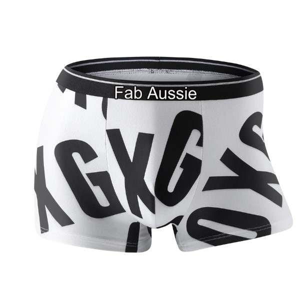 Fab Aussie Icy Silk Convex Men's Boxer Brief - White Black