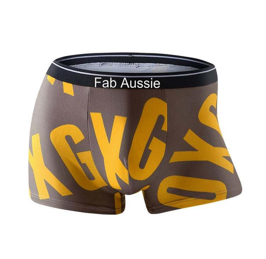 Fab Aussie Icy Silk Convex Men's Boxer Brief - Stone Grey Yellow