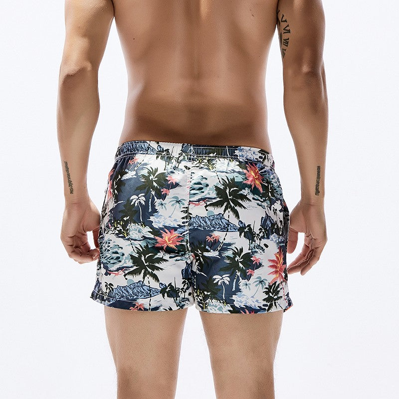 Beach Print Men's Swim Shorts - Iron Grey - 70% Off