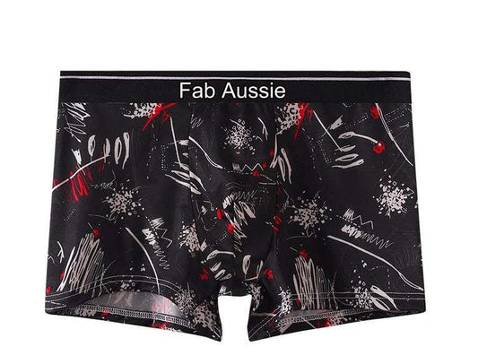 Fab Aussie  Icy Silk Convex Men's Boxer Brief  - Black