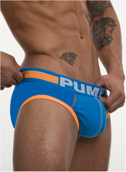 Pump Contour Pouch Quarterback Men's Brief - Sapphire Blue/Orange