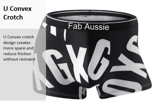 Fab Aussie Icy Silk Convex Men's Boxer Brief - Stone Black White