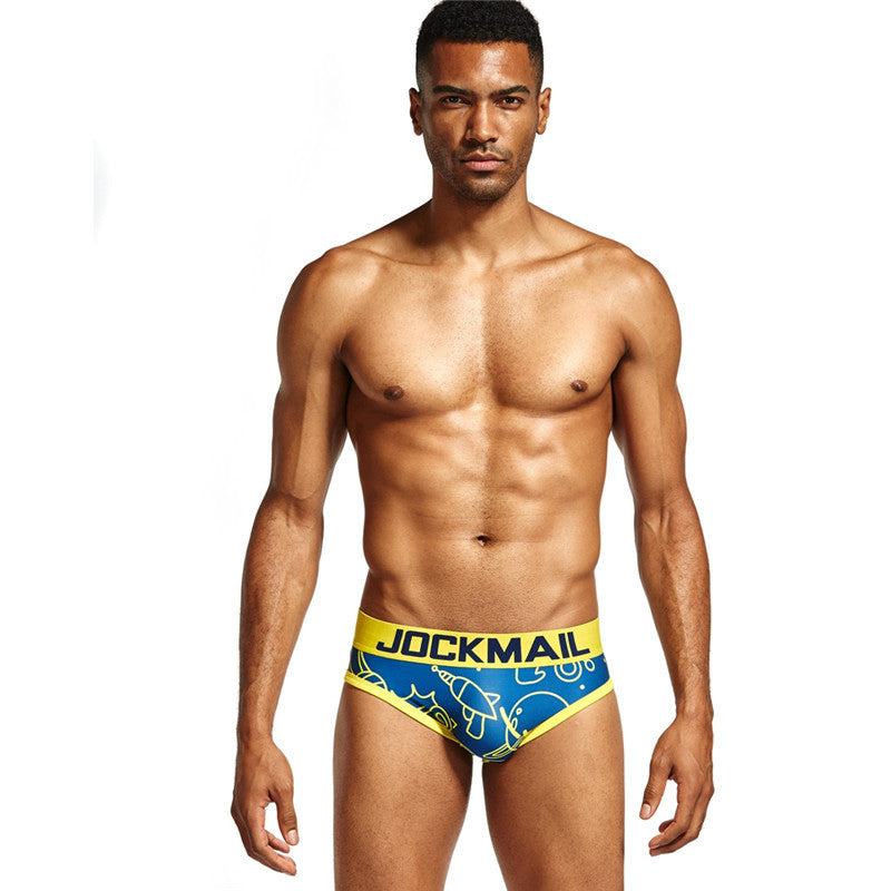 JM Rocket Print Men's Brief - Blue/Yellow