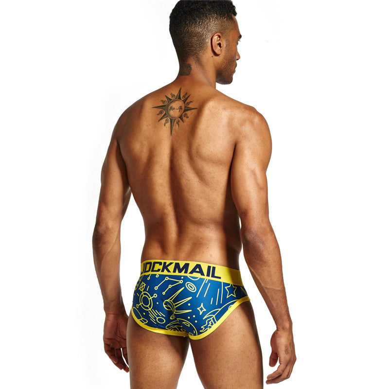 JM Rocket Print Men's Brief - Blue/Yellow