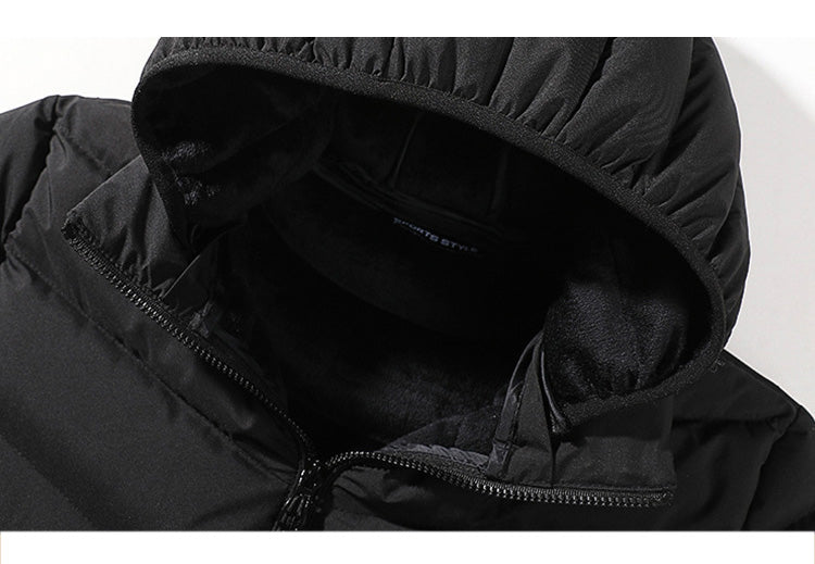 Fab Aussie Men's Puffer Hooded Jacket - Charcoal Black