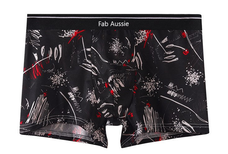 Fab Aussie  Icy Silk Convex Men's Boxer Brief  - Black