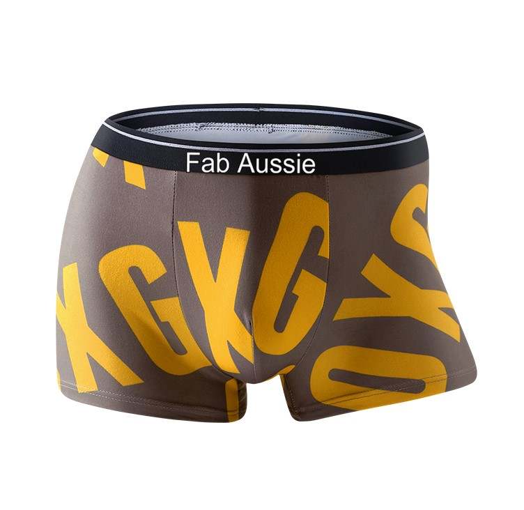 Fab Aussie Icy Silk Convex Men's Boxer Brief - Stone Grey Yellow